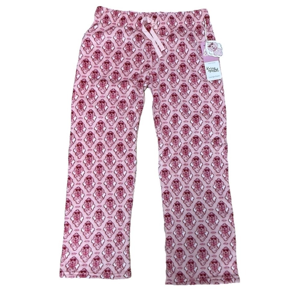 NWT Krissy Mast Berkshire Home Dog Print Lounge Pants Women's XL Pink Fleece PJ